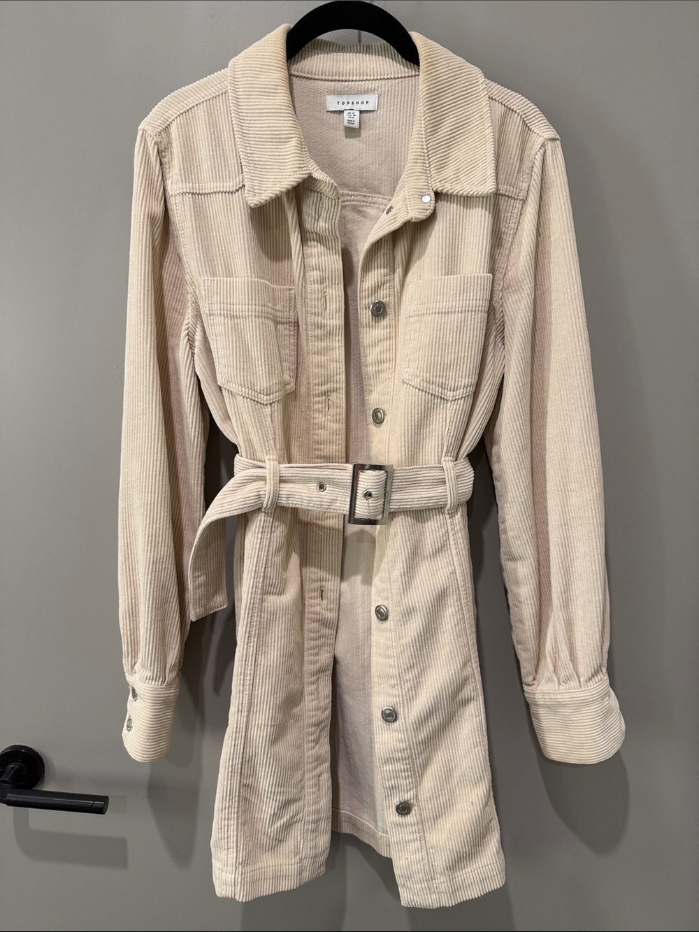 Topshop Beige Corduroy Belted Jacket/Top